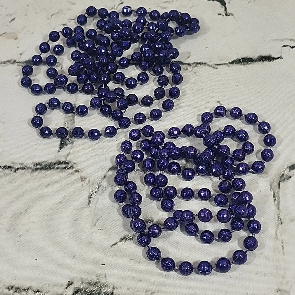 Mardi Gras Style Beads Multicolor Metallic Party Decor Costume Necklaces Lot